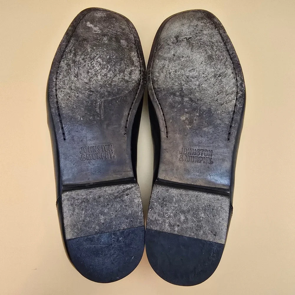 Johnston & Murphy‎ Black Leather Tassel Kiltie Loafers Mens 10W Dress Shoes